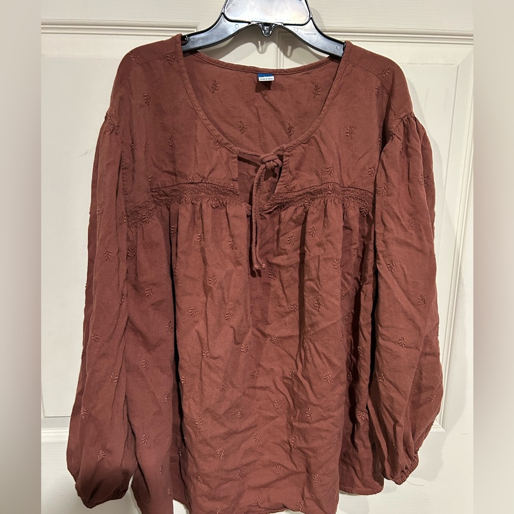 Women’s floral brown tie front Old Navy blouse top